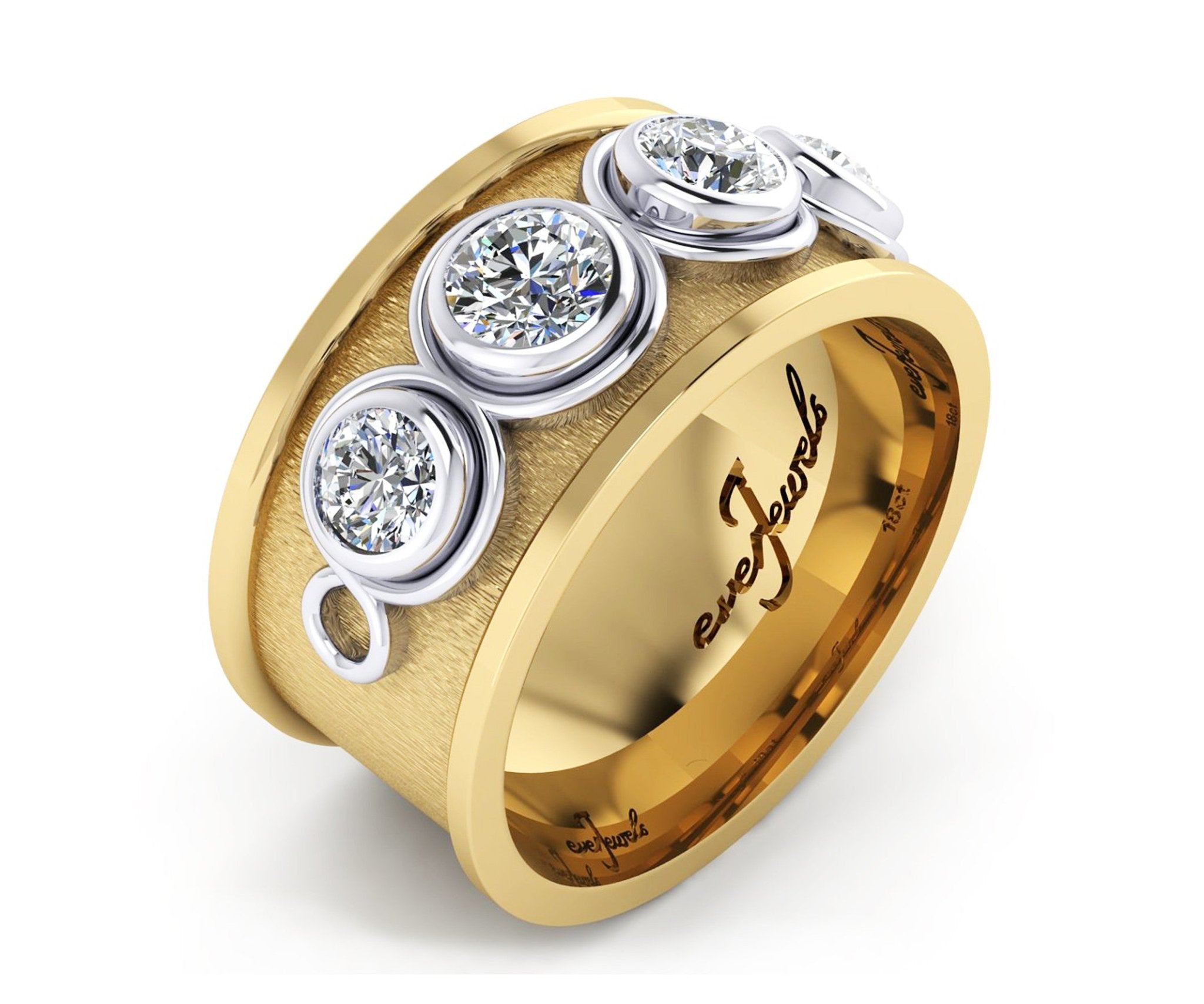 18ct Yellow and white gold dress ring with round brilliant diamonds - ForeverJewels Design Studio 8