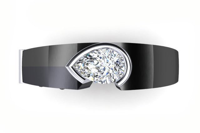 18K Black rhodium plated gold gents ring with pear cut diamond and ruby - ForeverJewels Design Studio 8