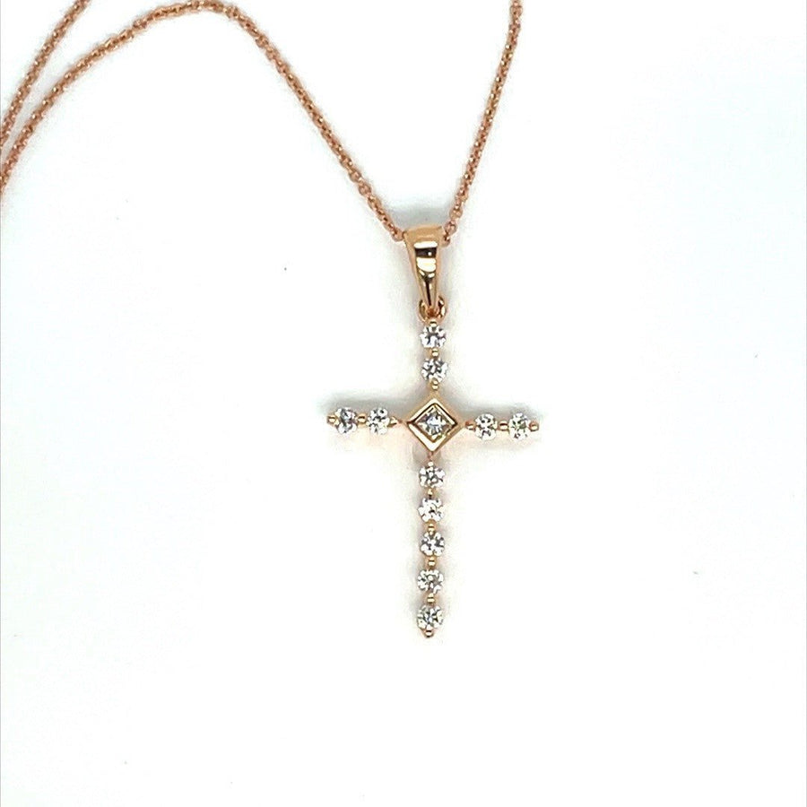 18k Rose Gold Diamond Cross Pendant - ForeverJewels Design Studio 8