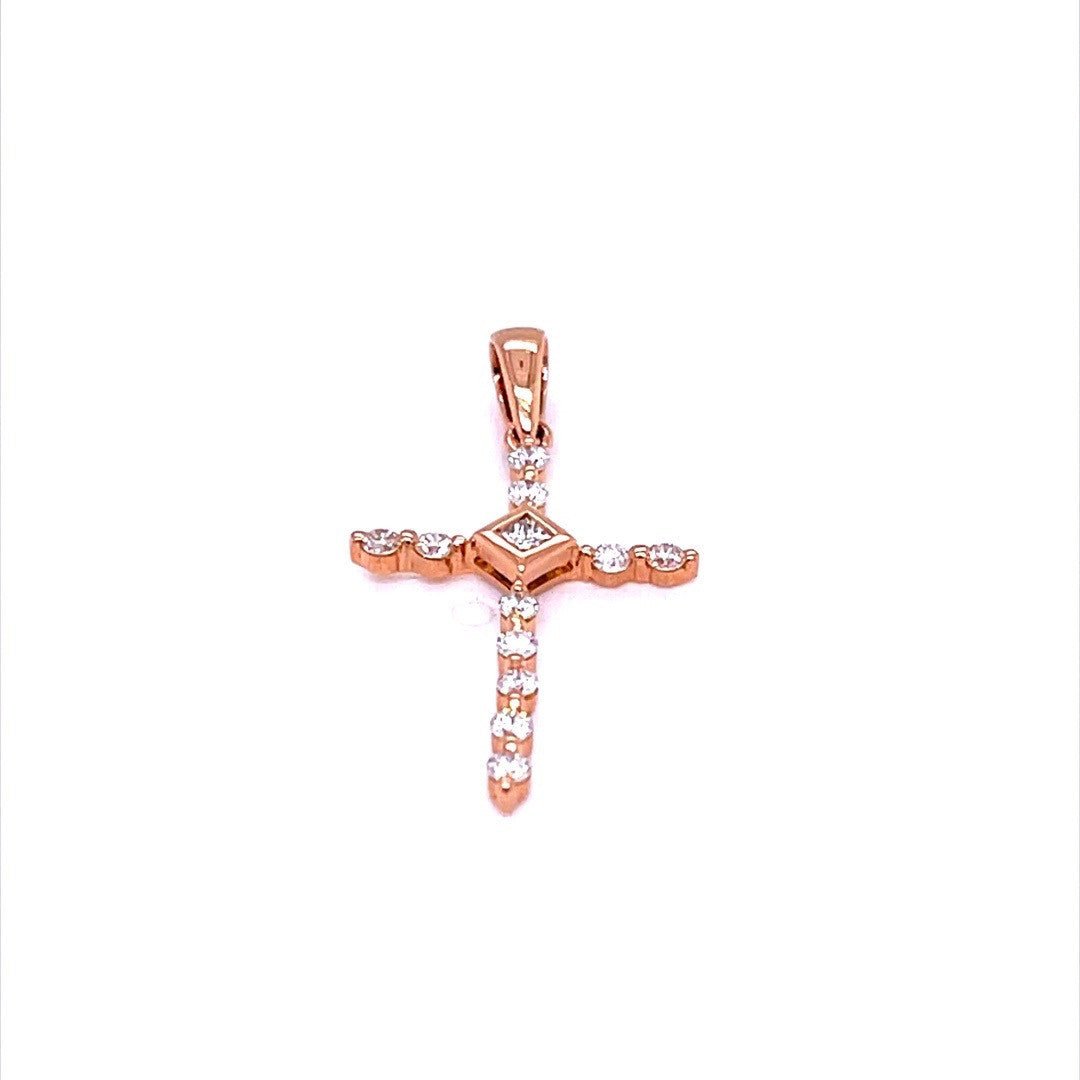 18k Rose Gold Diamond Cross Pendant - ForeverJewels Design Studio 8