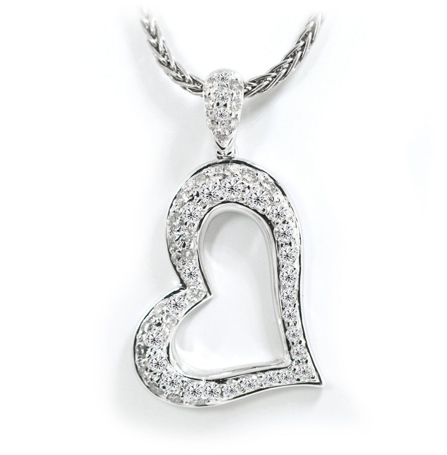 18k White Gold Diamond Pave Heart Pendant - ForeverJewels Design Studio 8