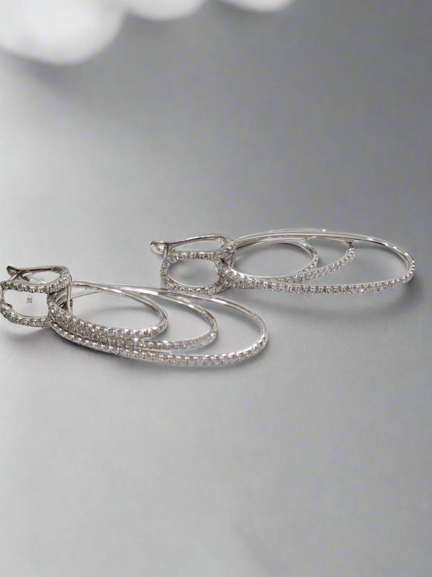 Triple tier Diamond Hoop Earrings