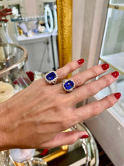 8.14ct Tanzanite and Diamond Halo Ring