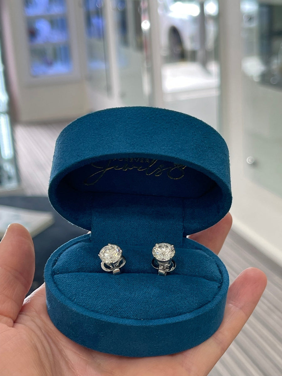 3.68ct Lab Diamond studs Earrings in 18k white gold - ForeverJewels Design Studio 8