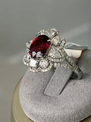 Ruby and Diamond Halo Ring