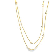 Diamond set yellow gold chain with marquise and round brilliant diamonds