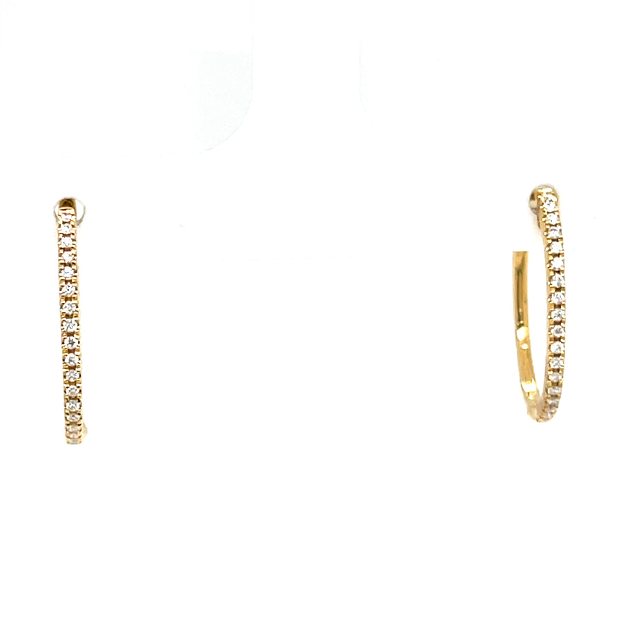Diamond Oval Yellow Gold Hoops