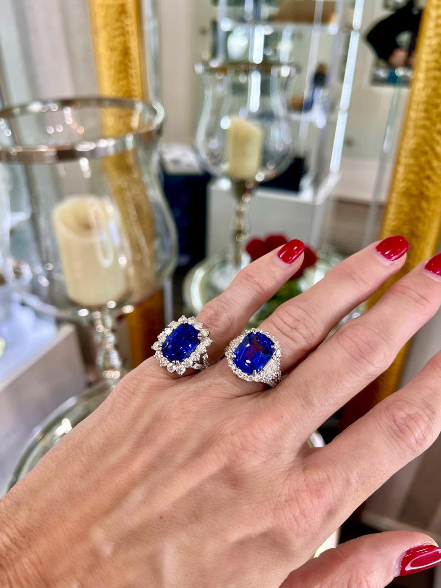 8.14ct Tanzanite and Diamond Halo Ring