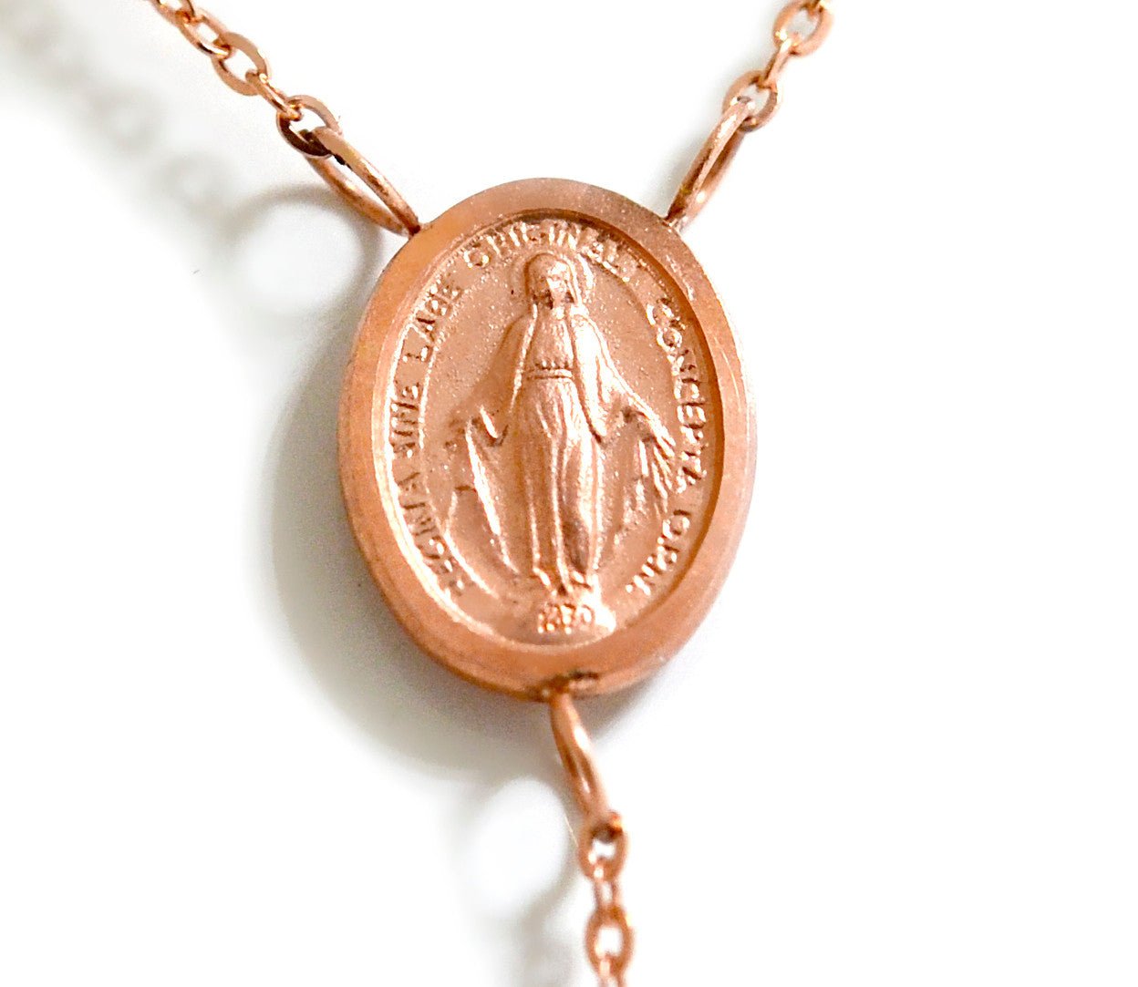 9ct Rose gold Rosary Mother Mary and cross pendant - ForeverJewels Design Studio 8