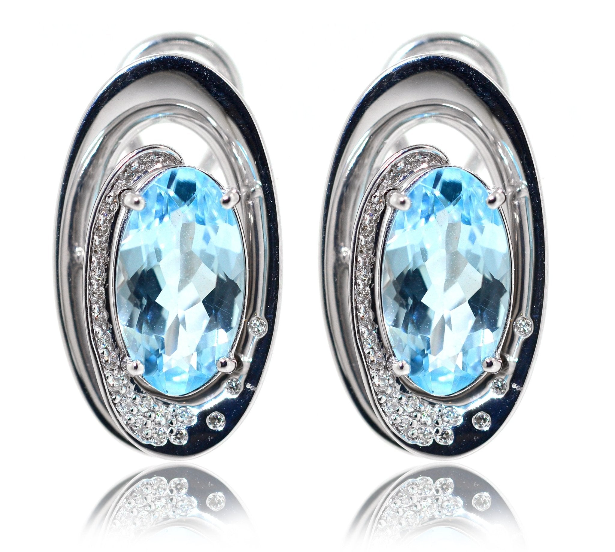 9ct White gold blue topaz earrings with diamonds - ForeverJewels Design Studio 8