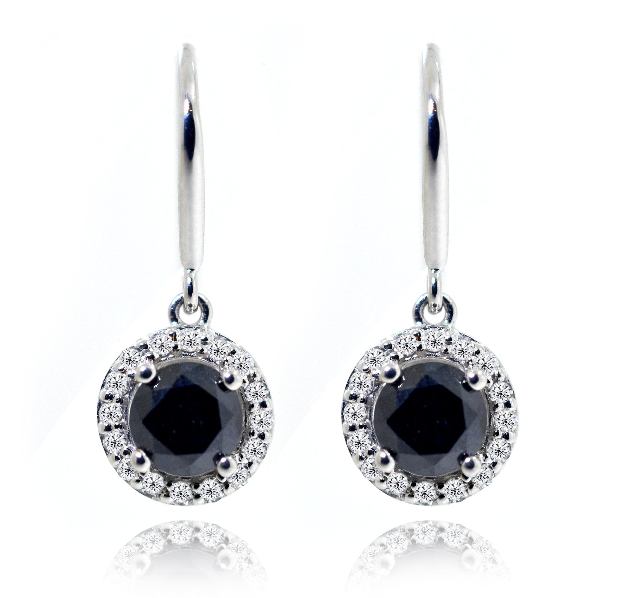 9ct White Gold Halo black & White Diamond Earrings - ForeverJewels Design Studio 8