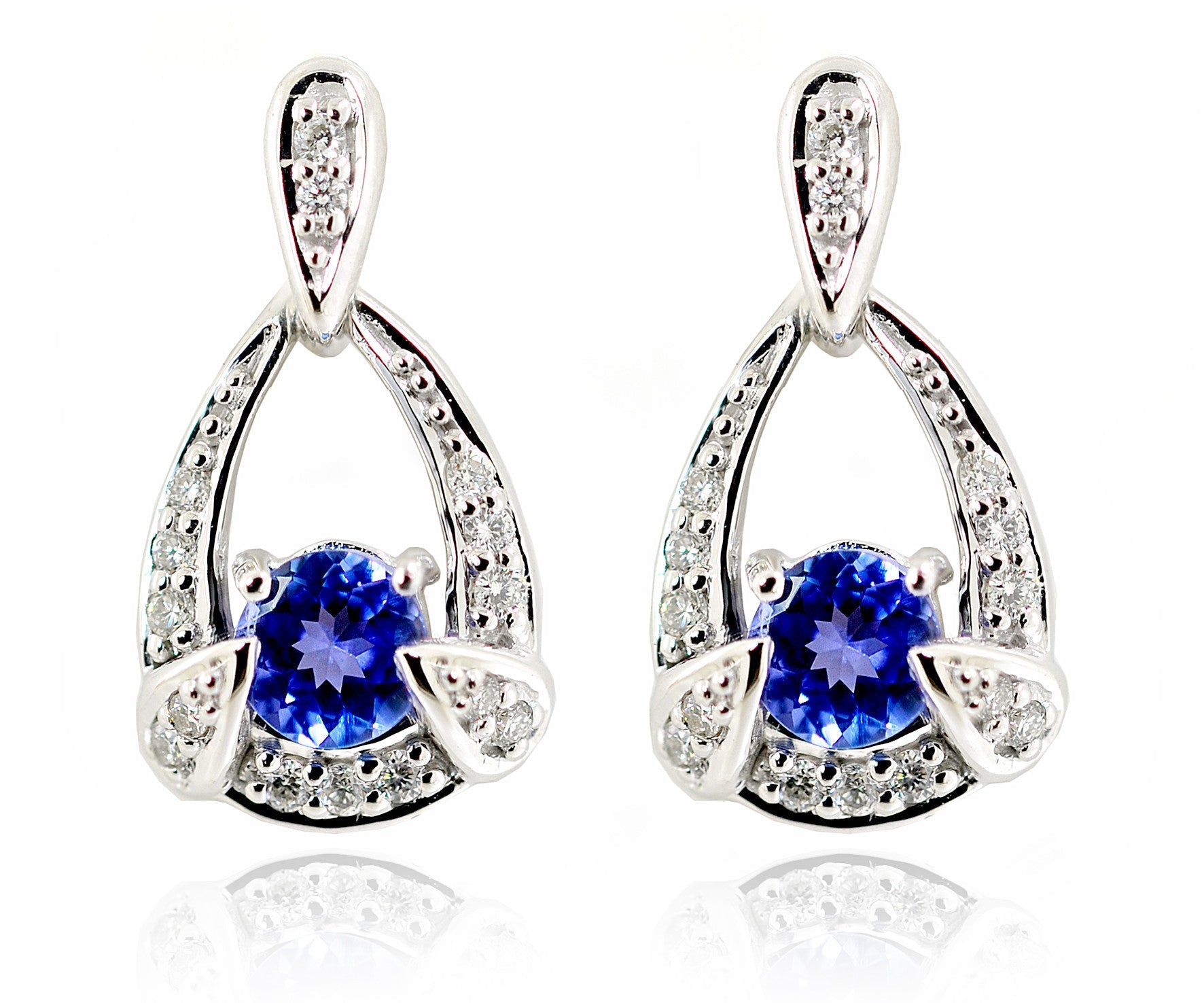 9ct White gold round Tanzanite earrings with diamonds - ForeverJewels Design Studio 8