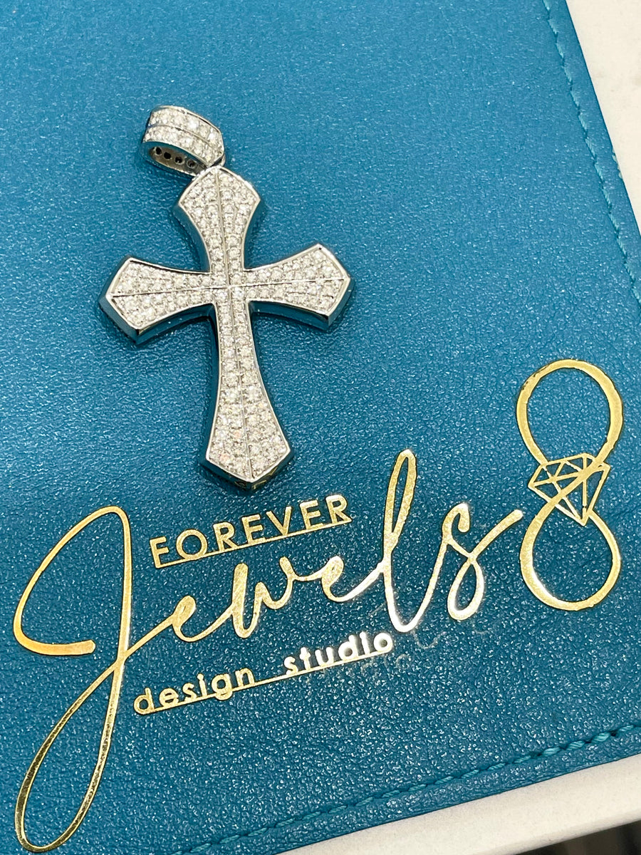 Black and White Diamond  Cross Pendant