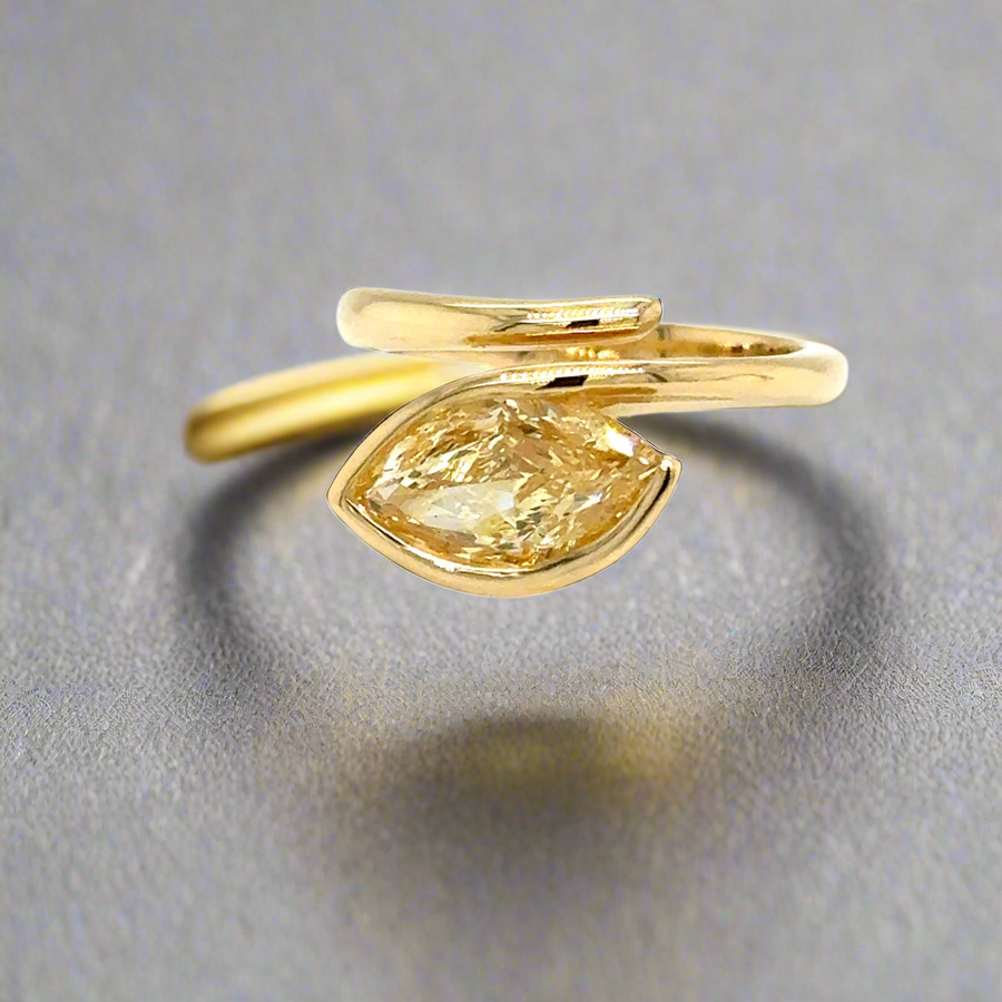 Marquise Fancy Yellow diamond Ring
