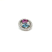 Aquamarine and Pink Sapphire Diamond Halo Pendant