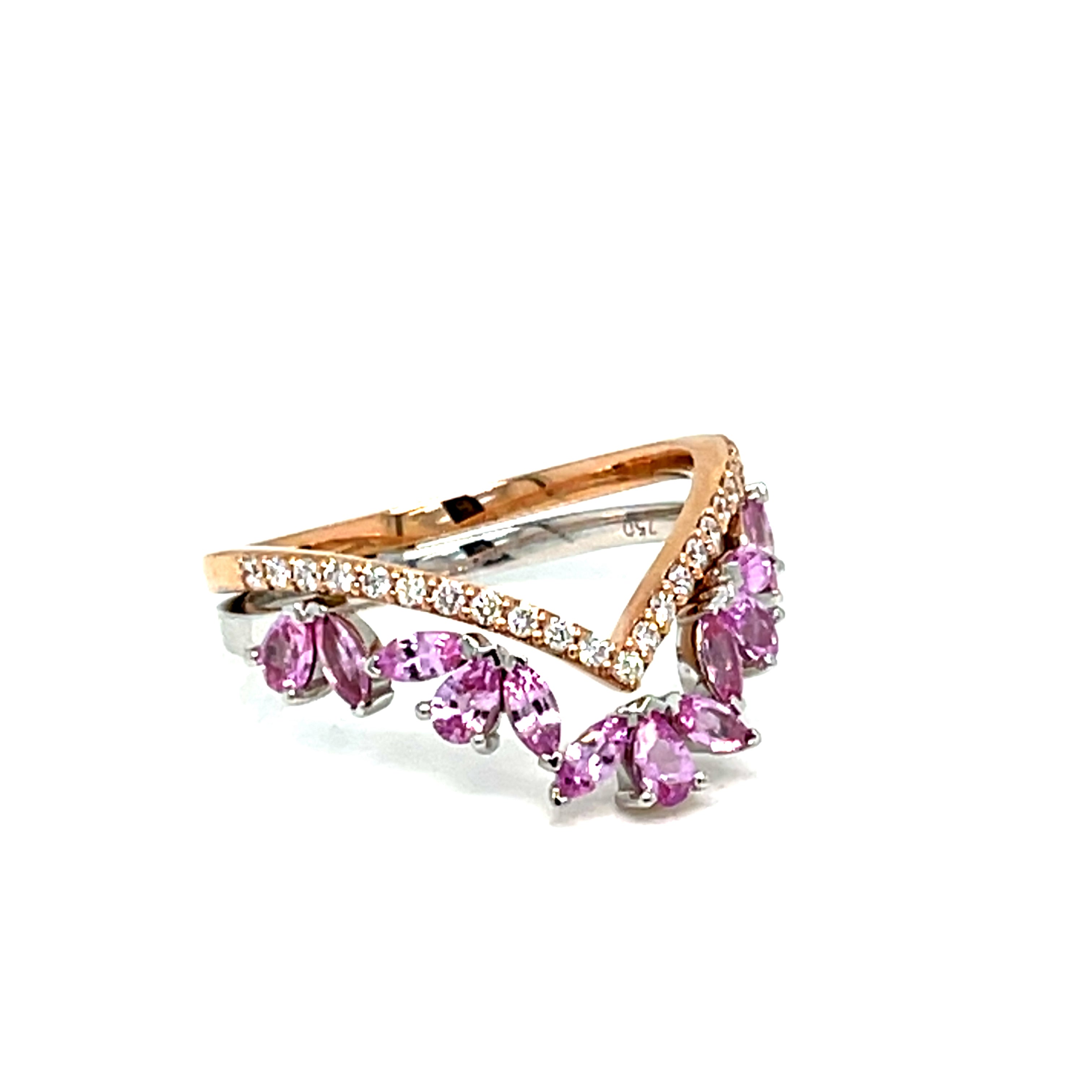 Tiara Pink Sapphires and Diamond Ring