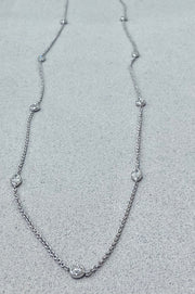 White gold Necklace with round and marquise diamonds