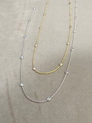 White gold Necklace with round and marquise diamonds