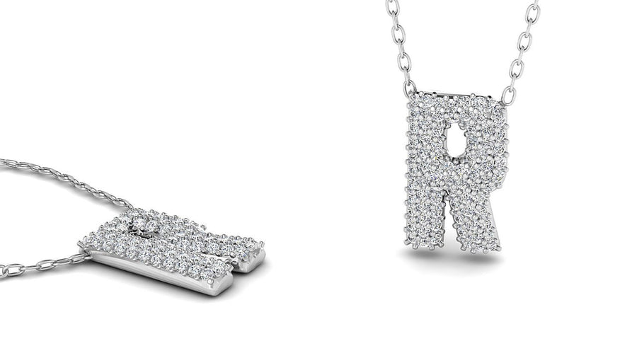 Personalised Initial R Diamond Pendant