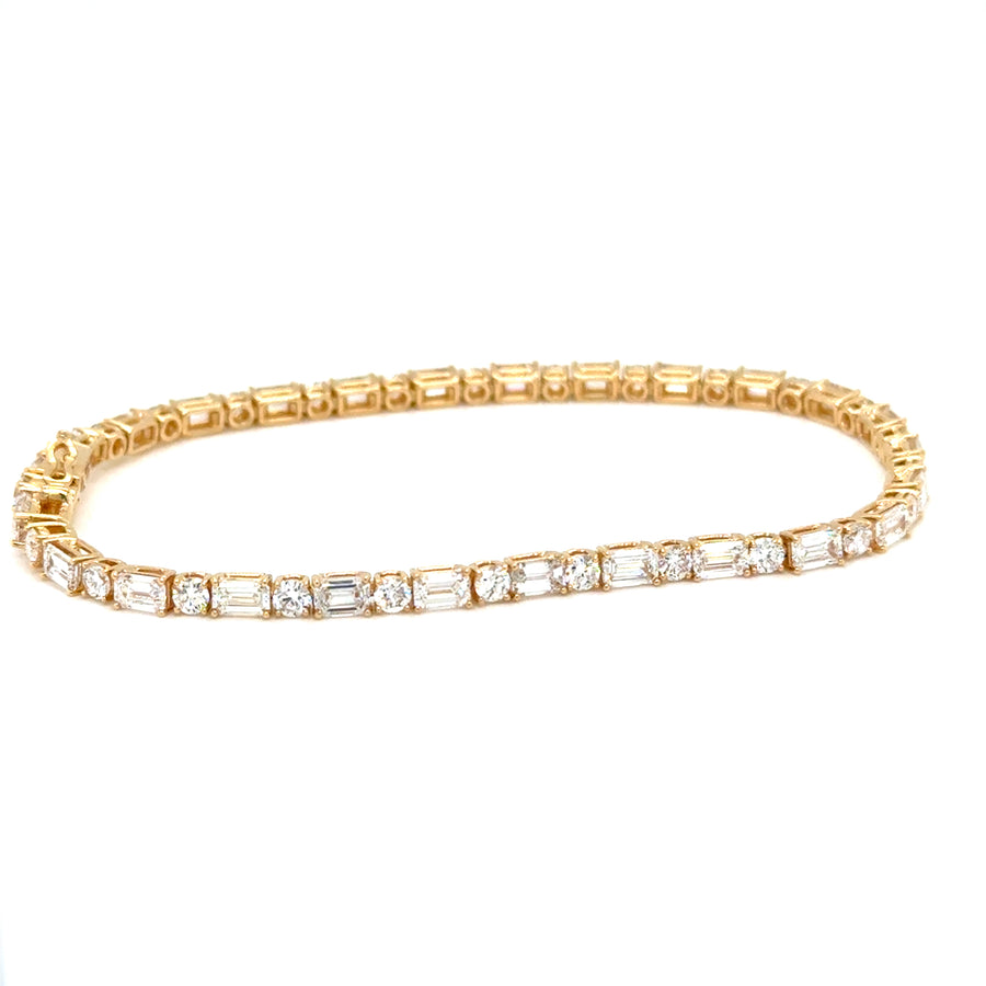 Emerald and Brilliant cut Lab Diamond Tennis Bracelet
