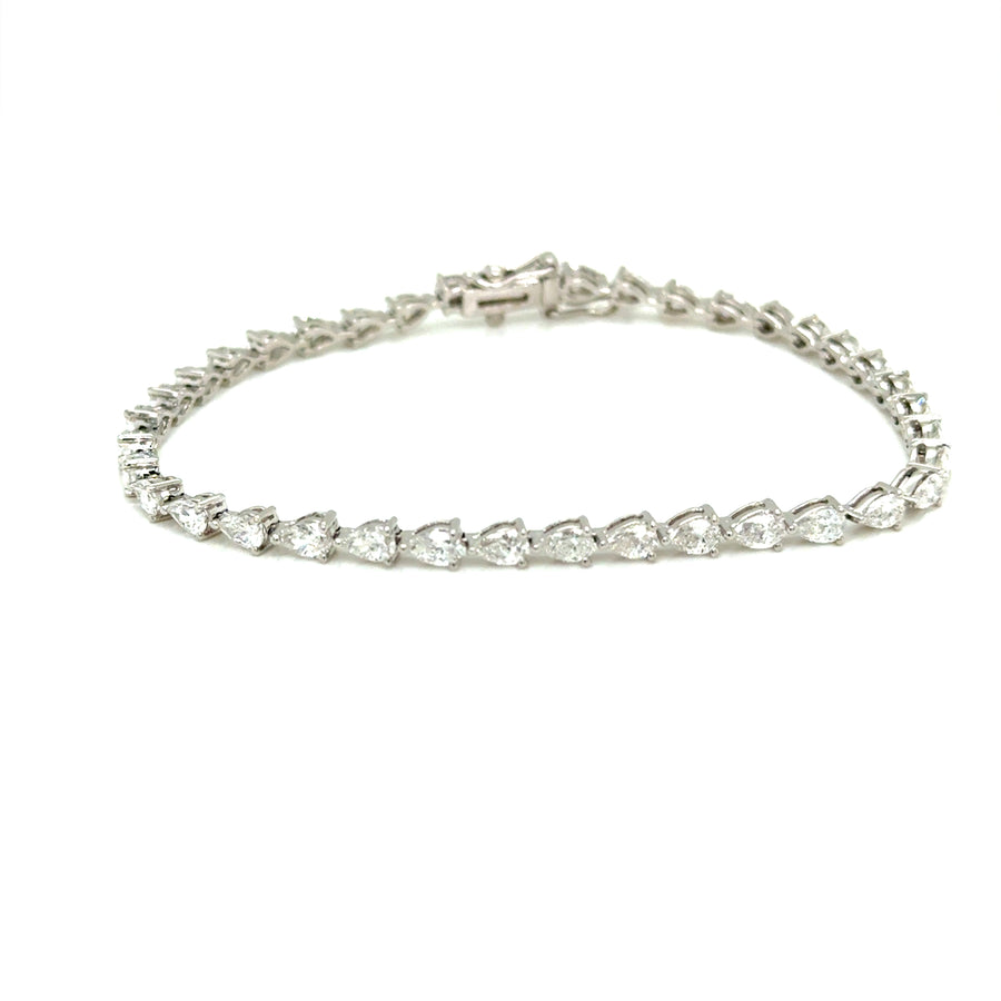 Lab pear Diamond Tennis bracelet 3.97ct in Platinum
