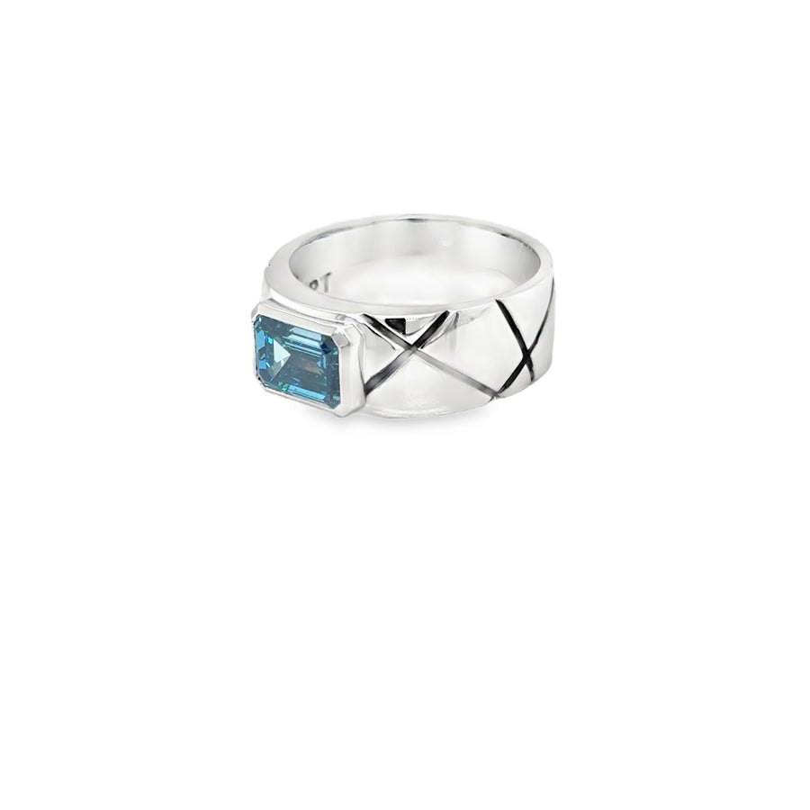 Fancy vivid blue Diamond Platinum Ring
