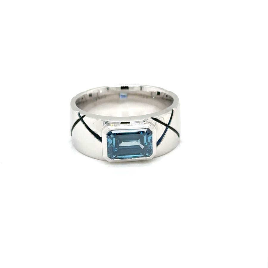Fancy vivid blue Diamond Platinum Ring