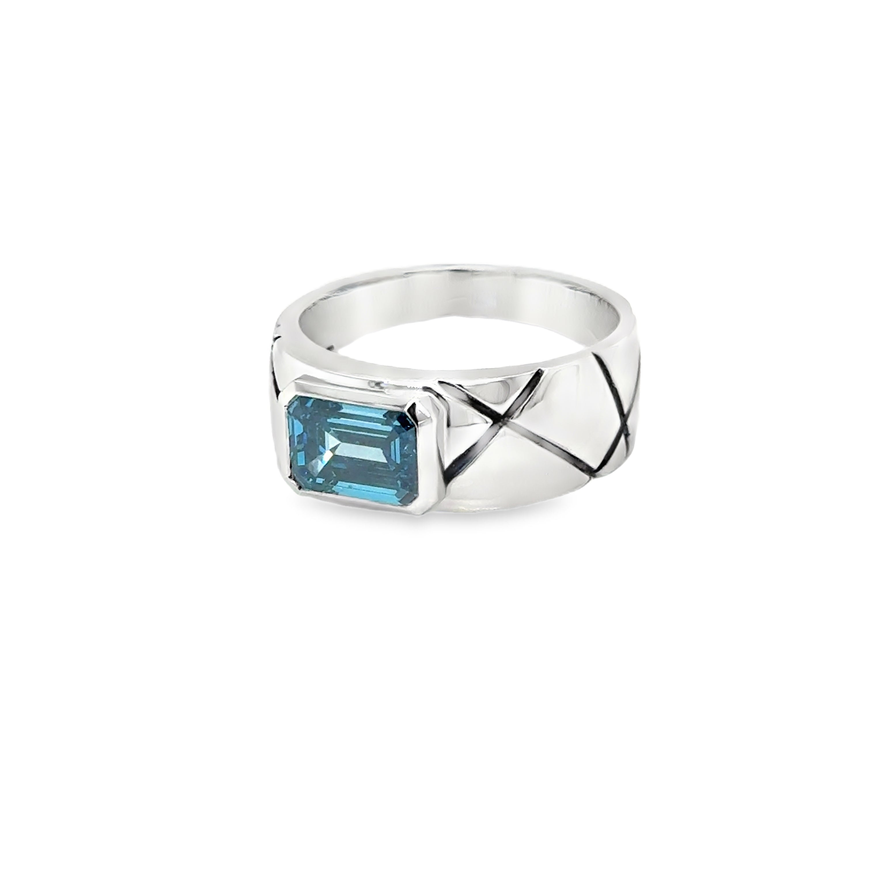Fancy vivid blue Diamond Platinum Ring