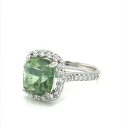 Apple Green Tourmaline and Diamond Halo Ring - ForeverJewels Design Studio 8