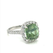 Apple Green Tourmaline and Diamond Halo Ring - ForeverJewels Design Studio 8