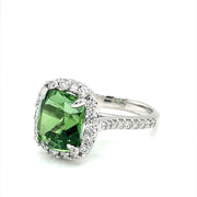 Apple Green Tourmaline and Diamond Halo Ring - ForeverJewels Design Studio 8