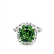 Apple Green Tourmaline and Diamond Halo Ring - ForeverJewels Design Studio 8