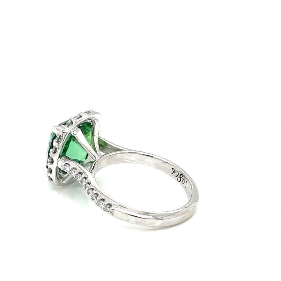 Apple Green Tourmaline and Diamond Halo Ring - ForeverJewels Design Studio 8