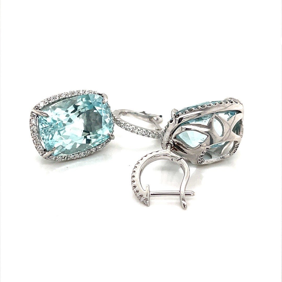 Aquamarine and Diamond Halo Earrings - ForeverJewels Design Studio 8