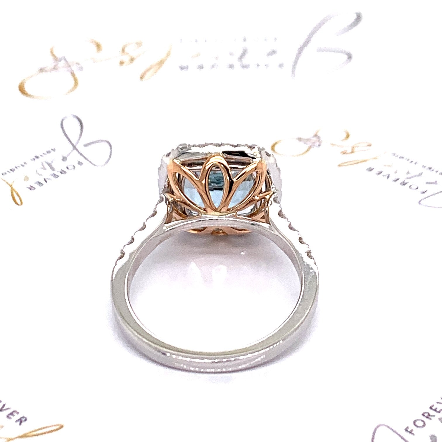 Aquamarine and Diamond halo Engagement Ring - ForeverJewels Design Studio 8