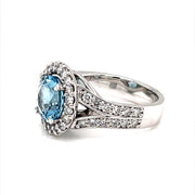Aquamarine and Diamond Halo Ring - ForeverJewels Design Studio 8
