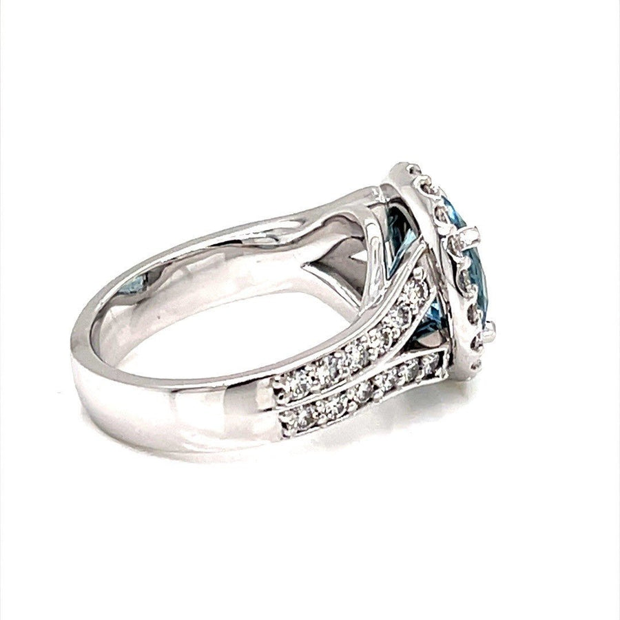 Aquamarine and Diamond Halo Ring - ForeverJewels Design Studio 8