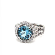 Aquamarine and Diamond Halo Ring - ForeverJewels Design Studio 8