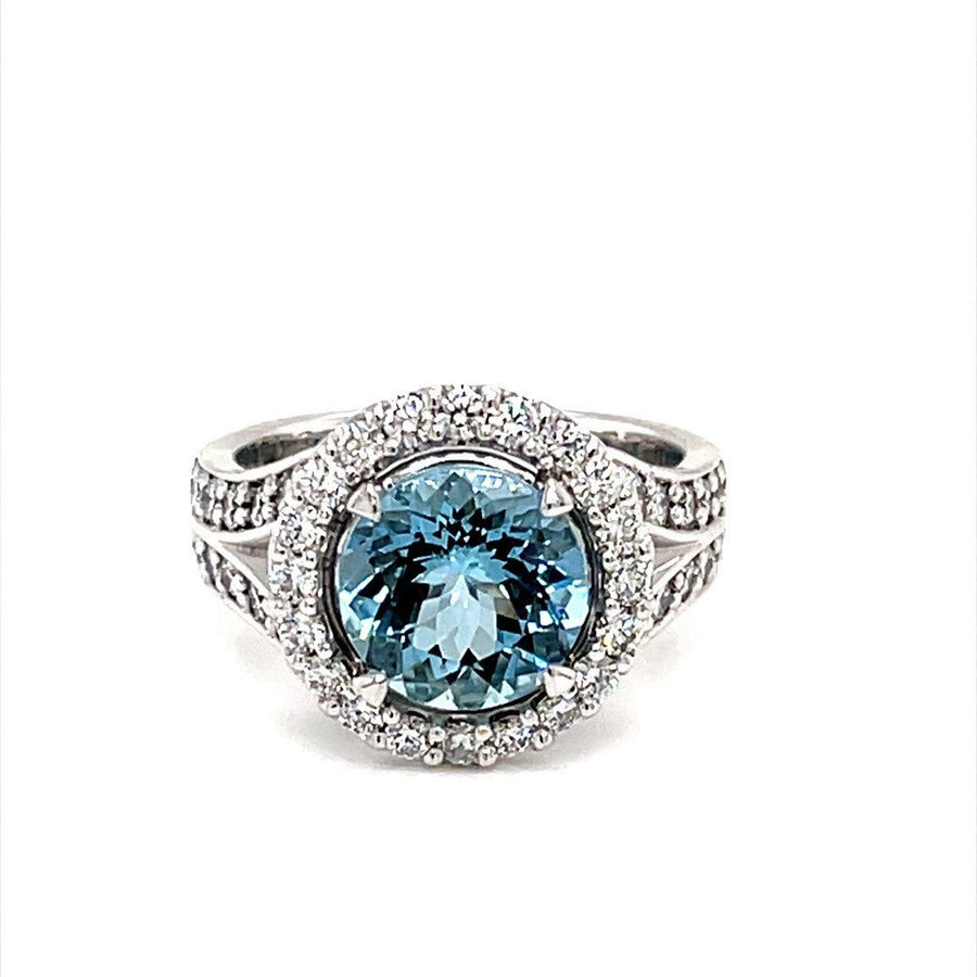 Aquamarine and Diamond Halo Ring - ForeverJewels Design Studio 8