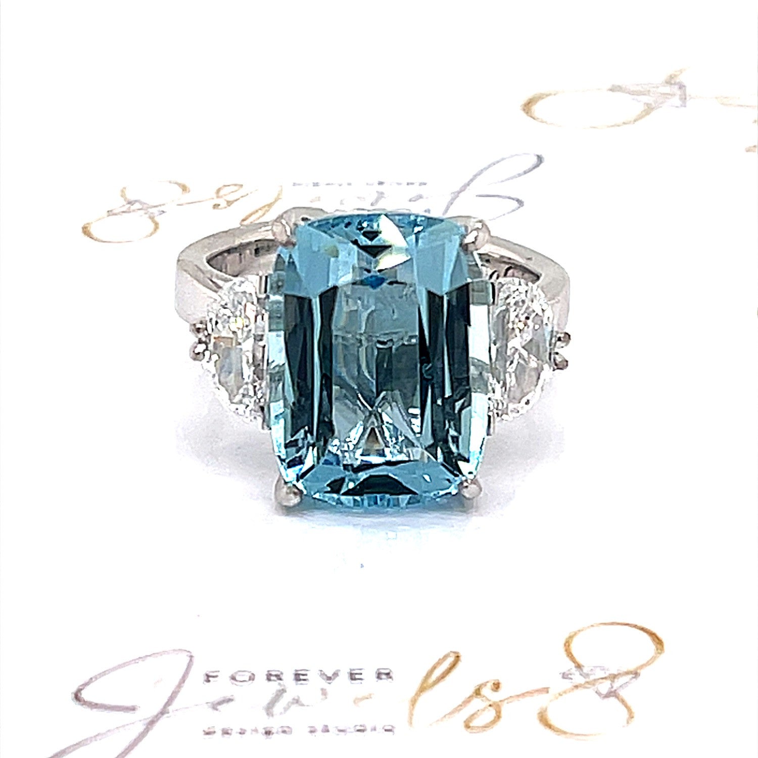 Aquamarine and Diamond Trilogy Engagement Ring - ForeverJewels Design Studio 8