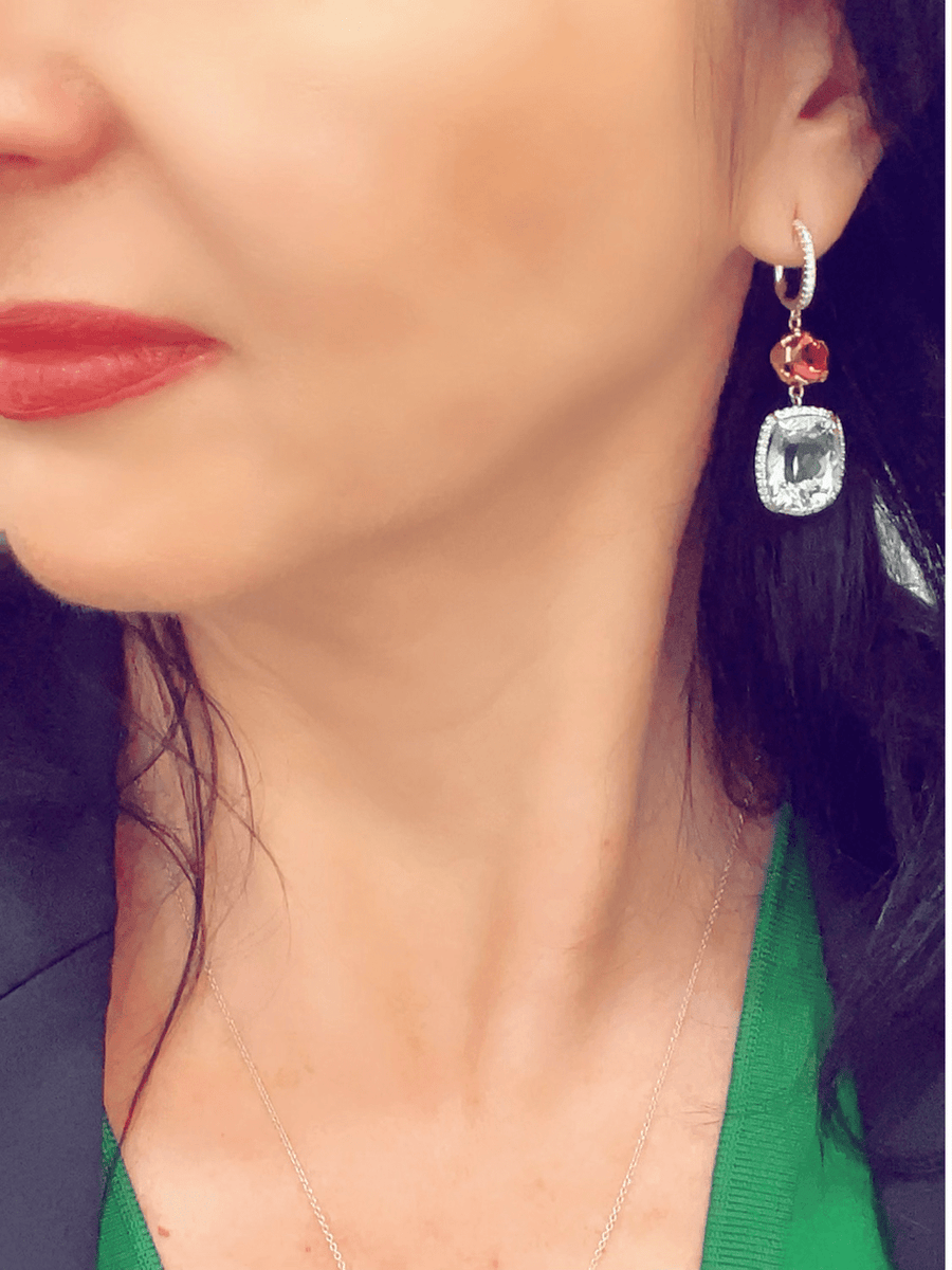 Aquamarine and Pink Tourmaline Diamond Earrings - ForeverJewels Design Studio 8