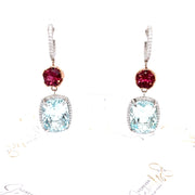 Aquamarine and Pink Tourmaline Diamond Earrings - ForeverJewels Design Studio 8