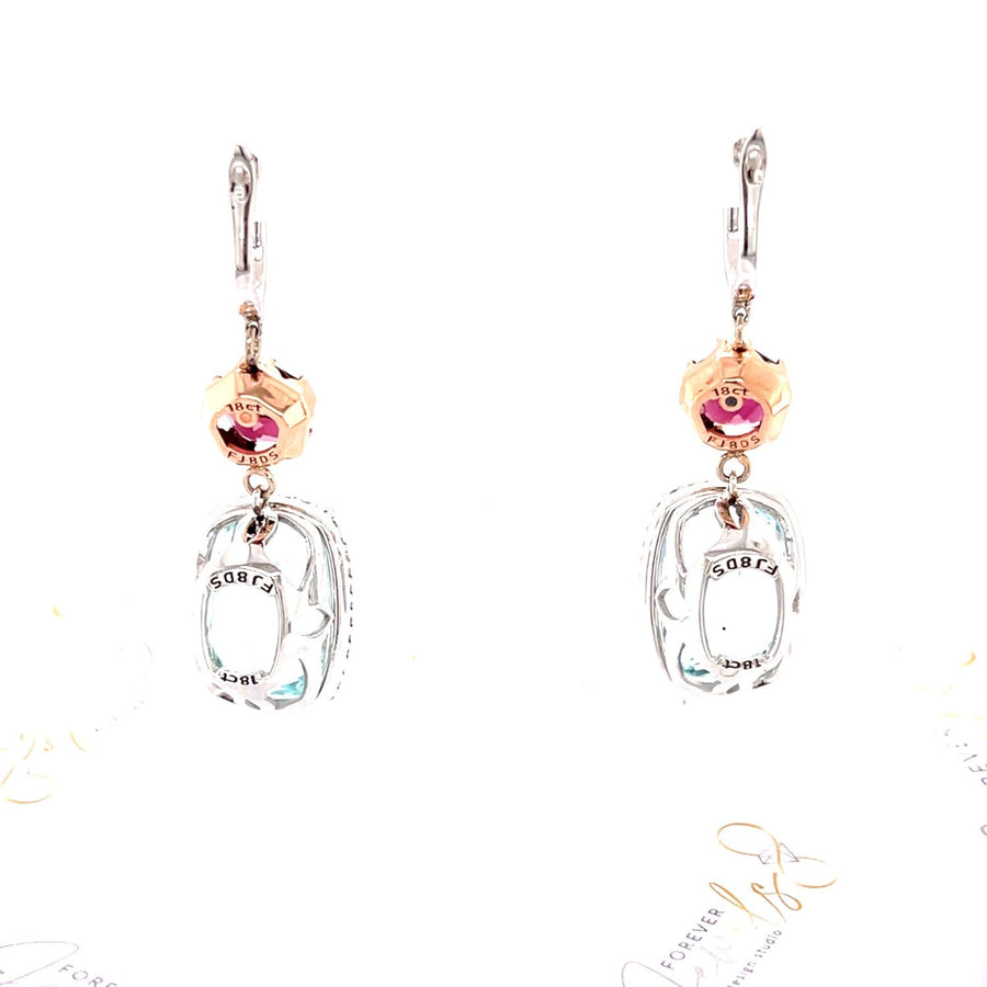 Aquamarine and Pink Tourmaline Diamond Earrings - ForeverJewels Design Studio 8
