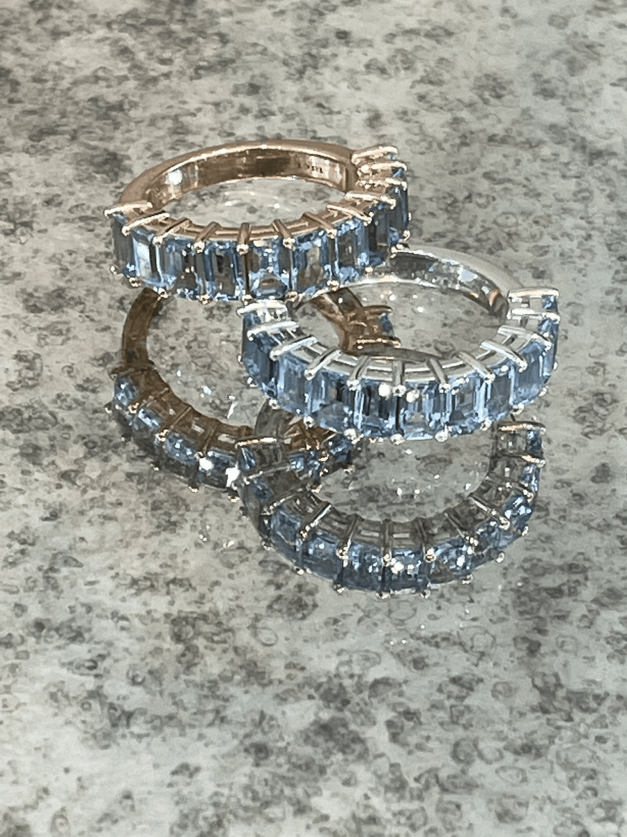 Aquamarine and Rose Gold Half Eternity Ring - ForeverJewels Design Studio 8