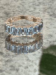 Aquamarine and Rose Gold Half Eternity Ring - ForeverJewels Design Studio 8