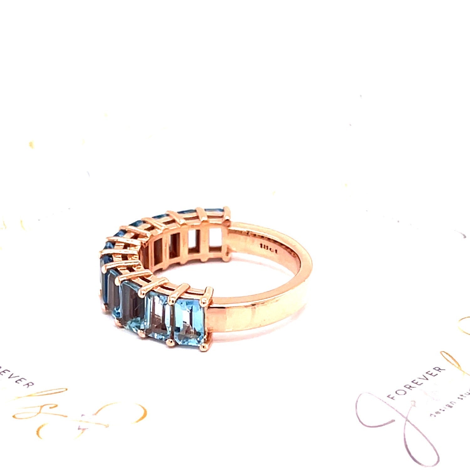 Aquamarine and Rose Gold Half Eternity Ring - ForeverJewels Design Studio 8