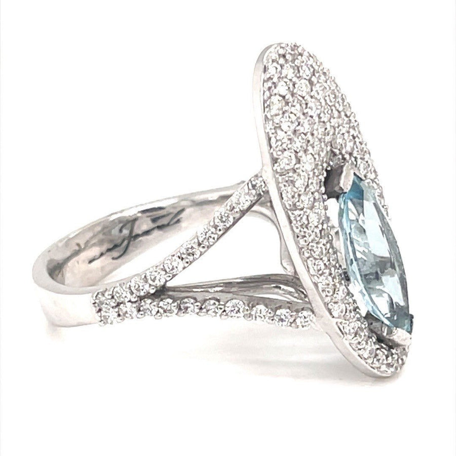 Aquamarine Diamond Pave Ring - ForeverJewels Design Studio 8