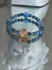 Aquamarine & Rose Gold Cross Bead Bracelet - ForeverJewels Design Studio 8