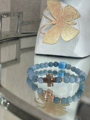Aquamarine & Rose Gold Cross Bead Bracelet - ForeverJewels Design Studio 8