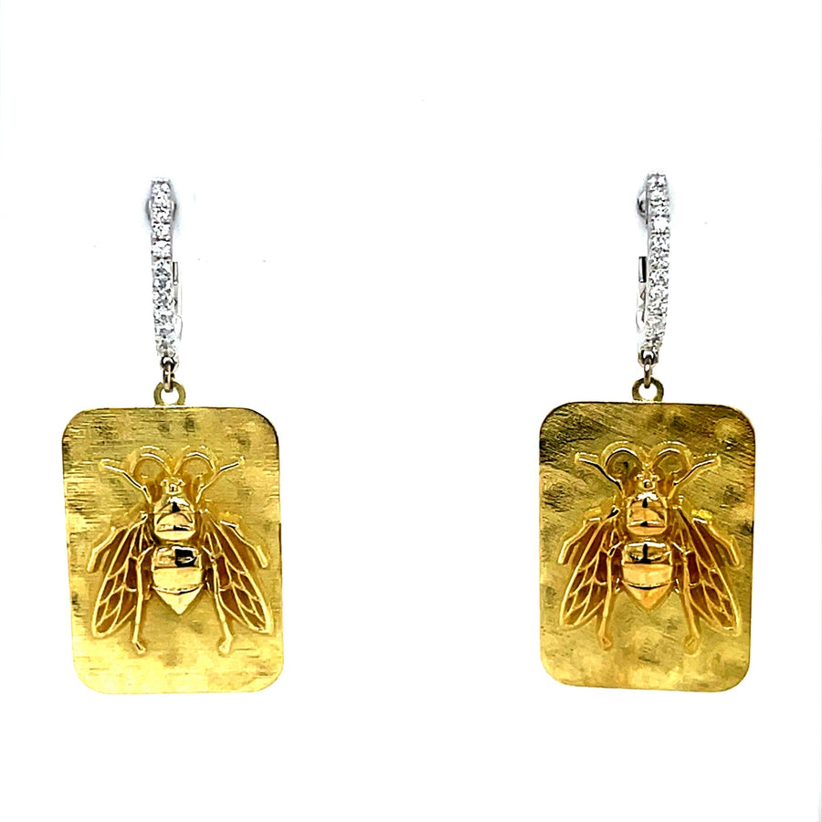 Bee Diamond Huggie Earrings in 18k yellow gold - ForeverJewels Design Studio 8